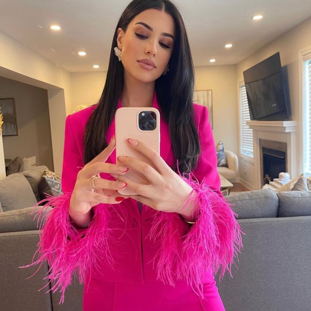 Zara short feather blazer neon fuchsia pink - Picture 12 of 16